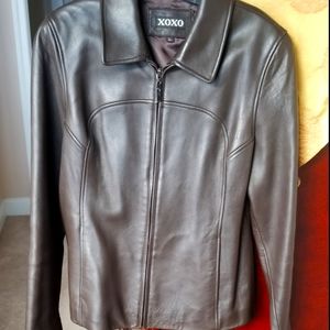 Genuine leather brown jacket